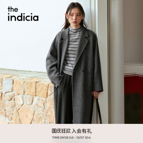 the indicia标记2026冬季新款简约大气长款绵羊毛大衣 L2D6DY299Z