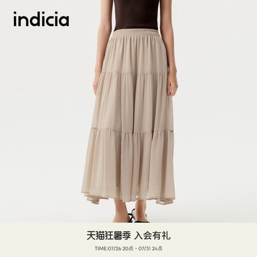 indicia标记商场同款春秋法式度假风设计蛋糕裙半身裙 F2C5QZ391C