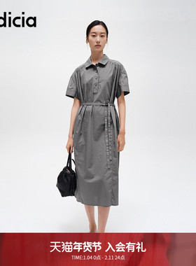 indicia标记商场同款夏秋简约优雅短袖连衣裙通勤长裙 F2C4LQ414N