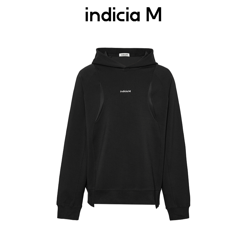 标记indiciaM男装商场同款黑色连帽卫衣男春休闲帽衫 M6A410WY031
