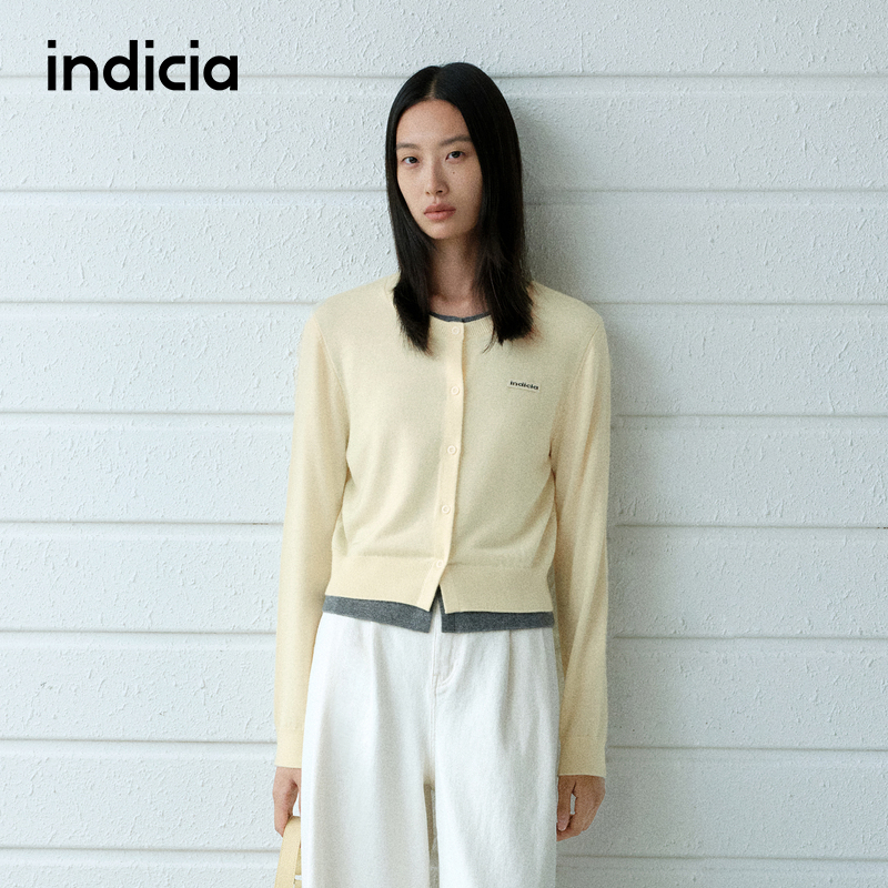 indicia标记商场同款25秋季新款简约撞色假两件针织衫 F2A5KS010C