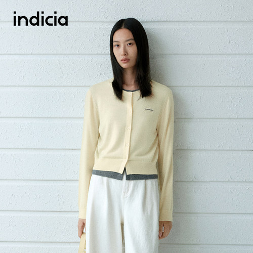 indicia标记商场同款25秋季新款简约撞色假两件针织衫 F2A5KS010C