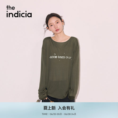 the indicia标记2026秋季新款韩系松弛随性系带设计T恤F2C6TX326F