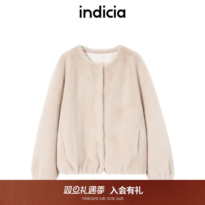 indicia标记设计感显瘦毛毛外套