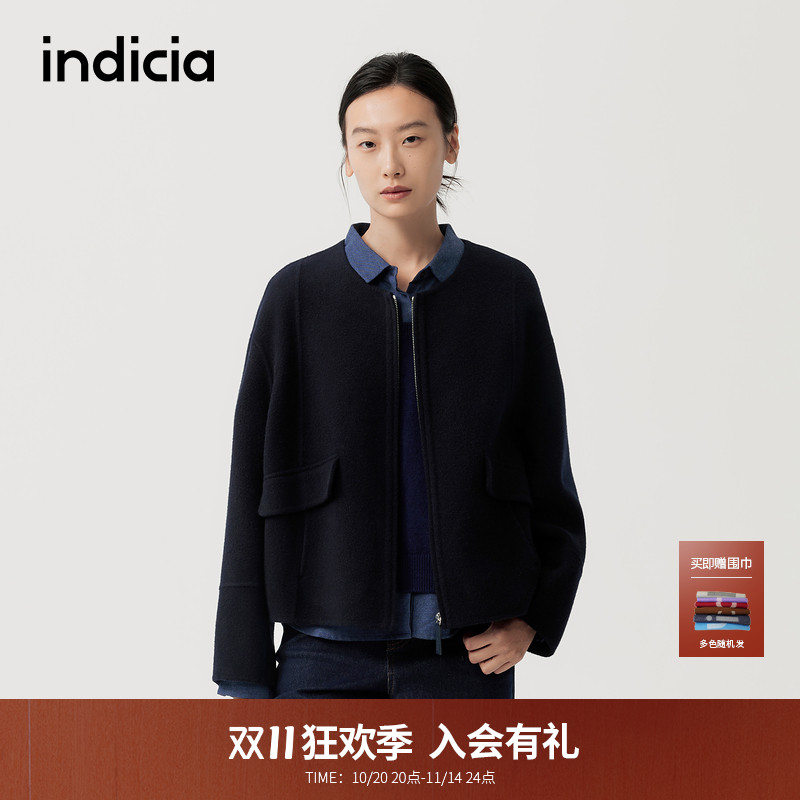 indicia标记商场同款2025冬季新款简约通勤气质短大衣 F2D5DY614N