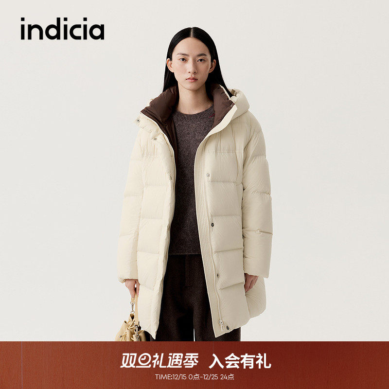 indicia标记鸭绒羽绒服长款