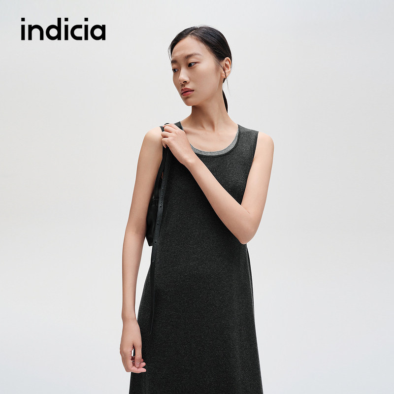 indicia标记商场同款春夏简约文艺撞色设计百搭连衣裙F2C4LQ498C