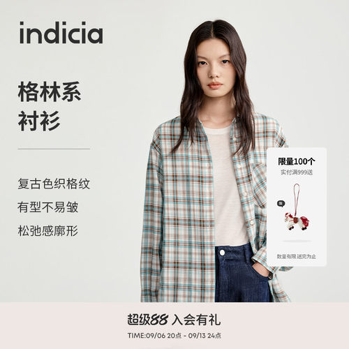 indicia标记休闲随性街头风衬衫