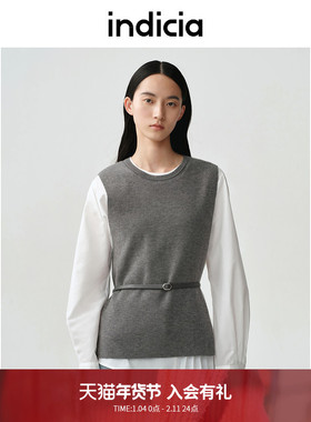 indicia标记商场同款25秋新款简约通勤时髦真两件上衣 F2A5SY047C