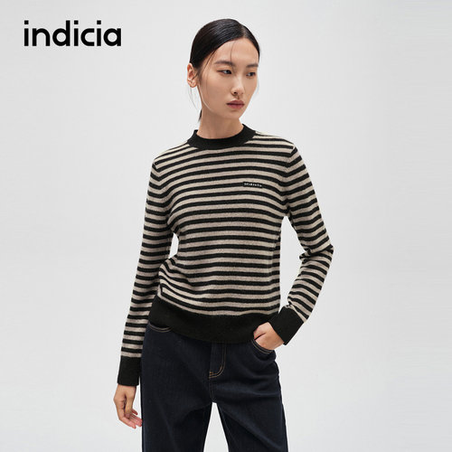 indicia标记条纹简约设计感毛衫