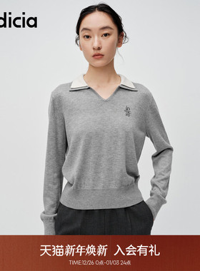 indicia标记商场同款秋季减龄学院风翻领针织毛衫6A402ZZ070C