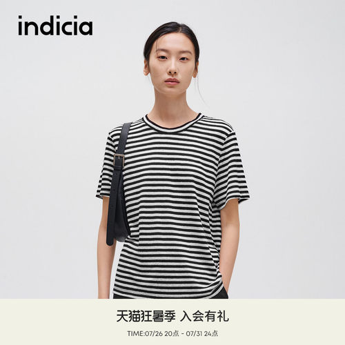 indicia标记简约百搭条纹T恤短袖