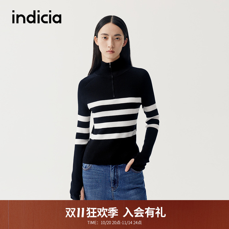 indicia标记商场同款2025冬季新款简约百搭修身针织衫 F2D5ZZ500F
