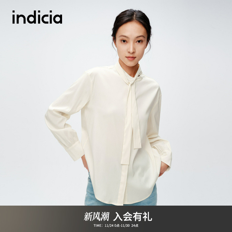 标记简约时尚感系带衬衫