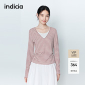 红白条纹撞色显白假两件针织衫 indicia标记2026春季 新款 L2A6ZZ025