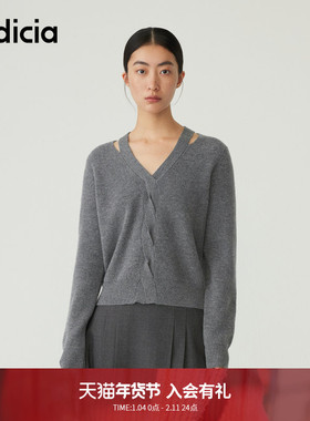 indicia标记女装冬商场同款简约通勤扭结针织毛衣上衣5D310MS546