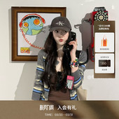 L2C5KS135 条纹格雷系针织圆领开衫 撞色经典 indicia标记25春新款