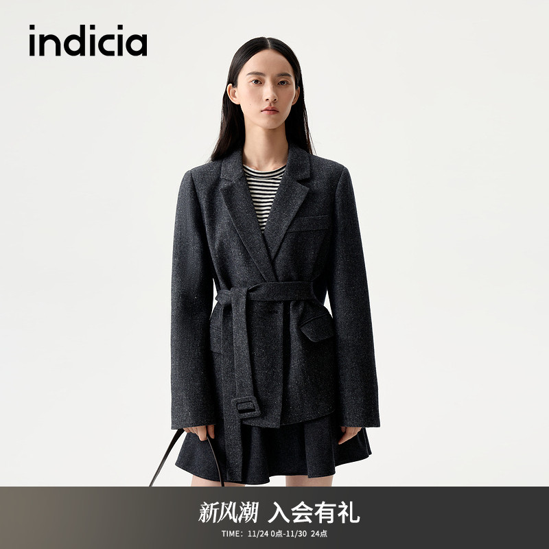 indicia标记气质毛呢西装外套
