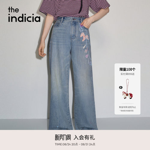 the indicia标记2026秋季新款复古水洗趣味印花牛仔裤 L2C6NK203Y