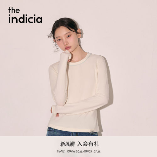 the indicia标记2026冬季新款简约清爽百搭米白长袖T恤L2D6TX373Y