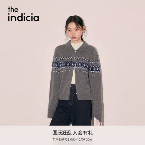 the indicia标记2026冬新款复古费尔岛提花娃娃领开衫 L2D6KS310Y