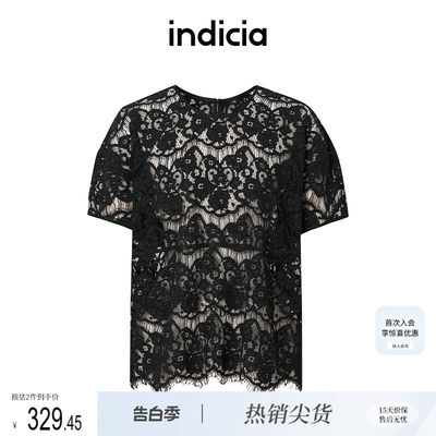 indicia短袖性感薄款蕾丝