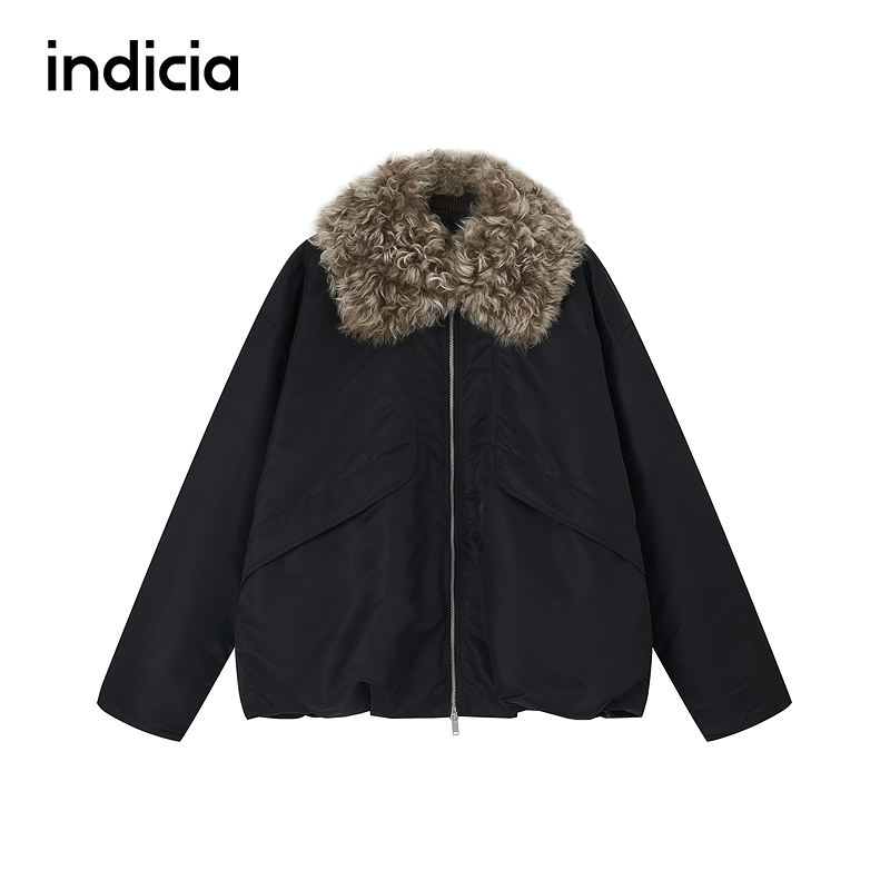 indicia标记商场同款2025冬季新款时尚气质毛领羽绒服 F2D5YR713N