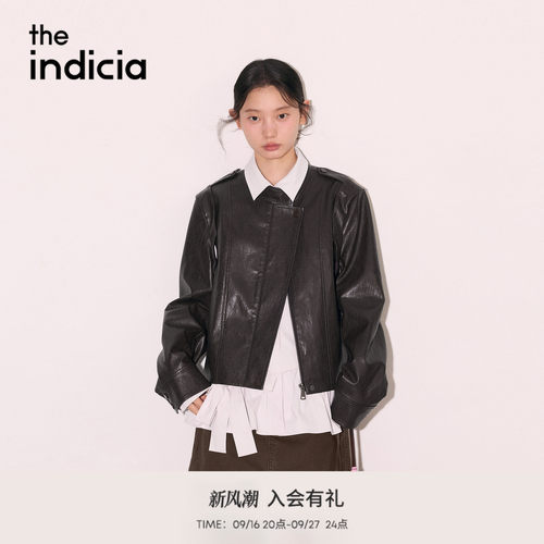 the indicia标记2026秋季新款复古做旧可拆袖设计皮衣 L2C6PY234Z