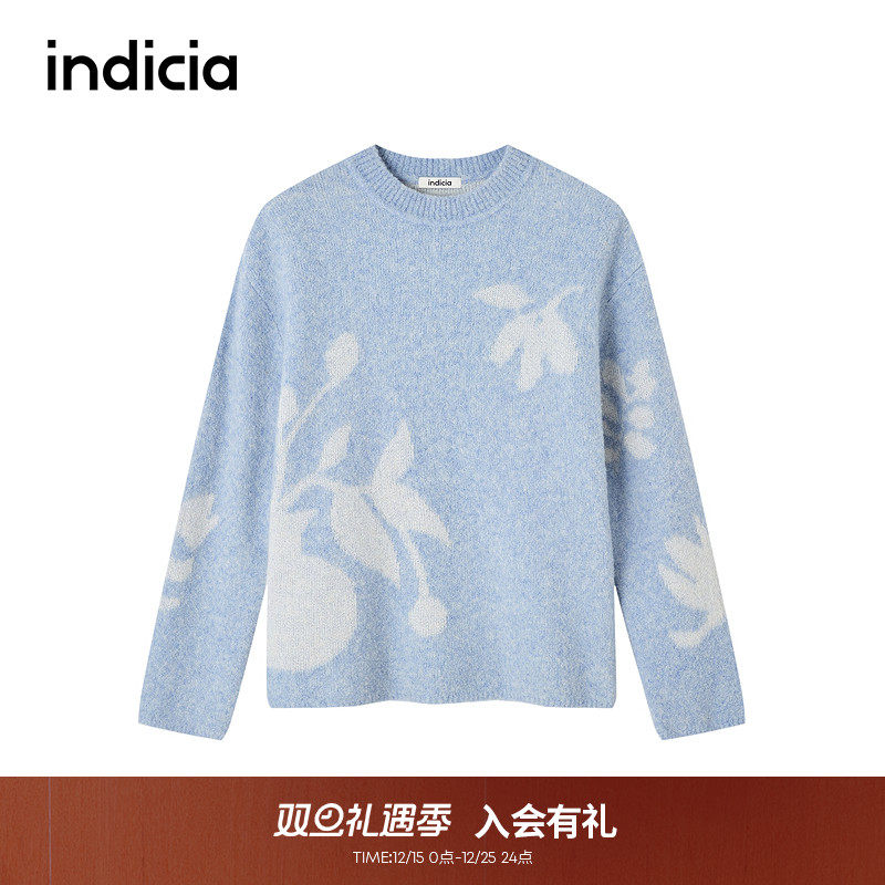 indicia标记商场同款慵懒风设计感宽松套头针织毛衫F2D4MS741C