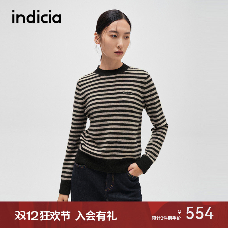 indicia标记条纹简约设计感毛衫