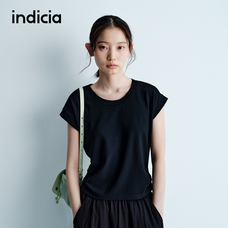 indicia标记夏季新款短款修身显瘦t恤基础款百搭极简风L2B5TX073 - 实物图