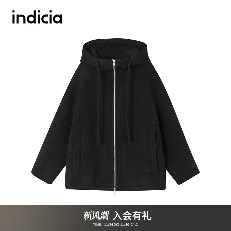 indicia标记100%绵羊毛大衣