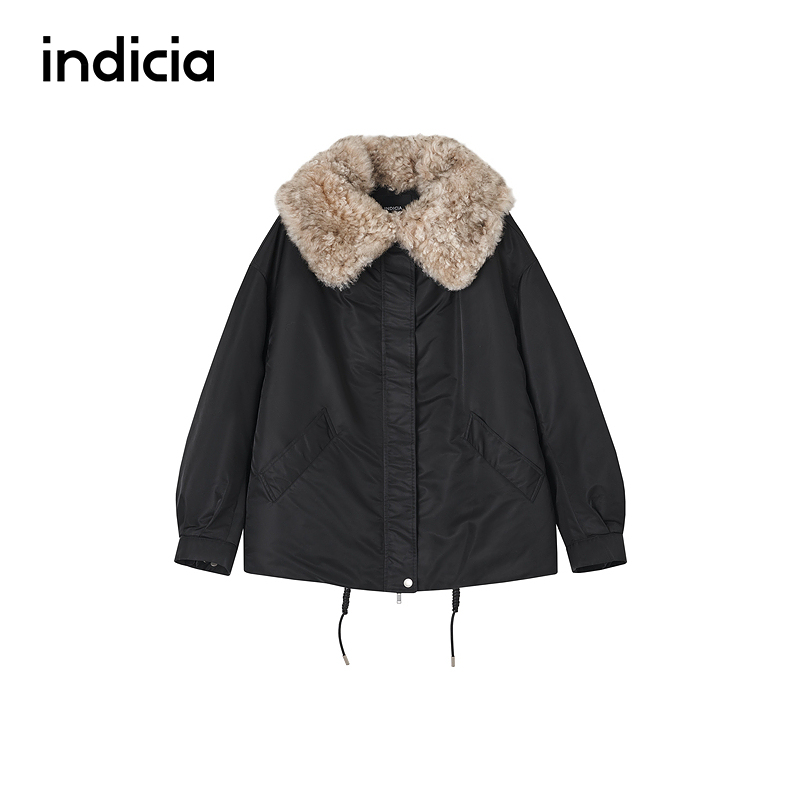 indicia标记商场同款2025冬季新款简约气质毛领羽绒服 F2D5YR714N
