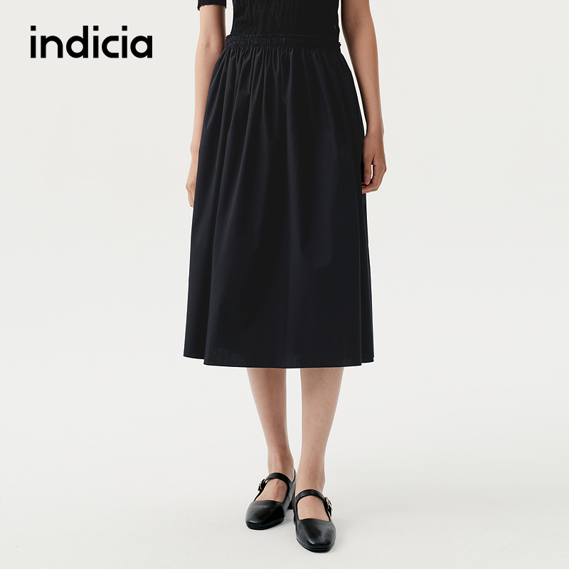 indicia标记商场同款25秋新款褶皱显瘦日系半身裙纯色F2C5QZ285F