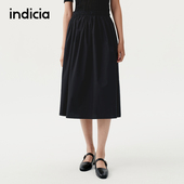 indicia标记商场同款 25秋新款 褶皱显瘦日系半身裙纯色F2C5QZ285F