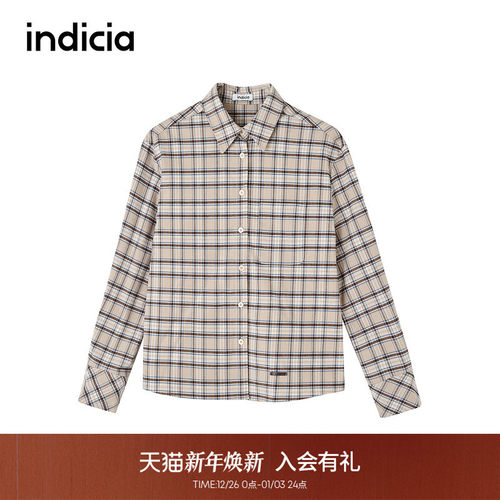 indicia标记商场同款美拉德色系简约格纹衬衫长袖F2D4CS805N