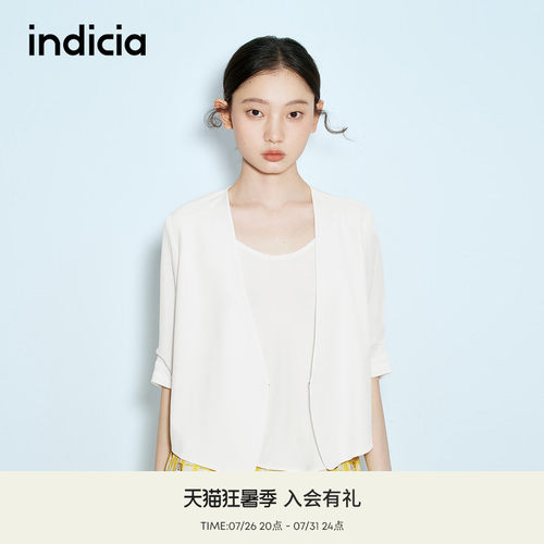 indicia标记商场同款夏季新款气质简约轻薄V领西装外套F2B5XZ299N
