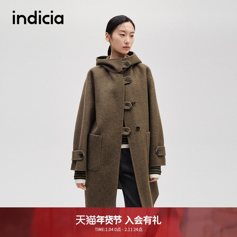 【牦牛绒大衣】indicia标记冬季摩卡棕呢中长款外套 F2D4DY739C,女装/女士精品,毛呢外套,淘宝优惠券,粉丝福利购,淘宝优惠卷