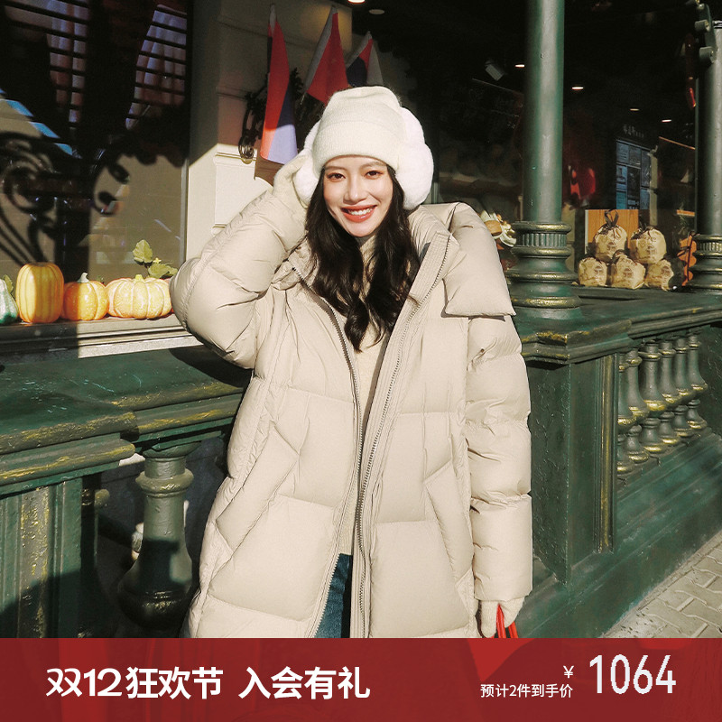 indicia标记鸭绒羽绒服长款