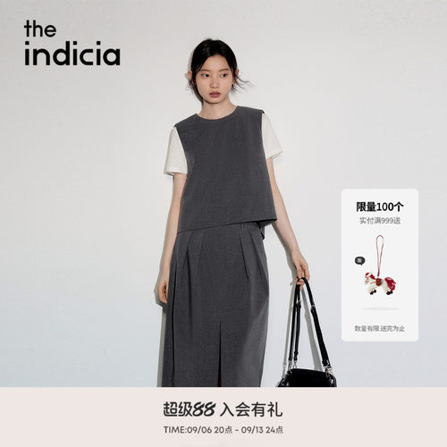 the indicia标记2026秋新款简约气质百搭马甲半裙套装 L2C6TZ232Z