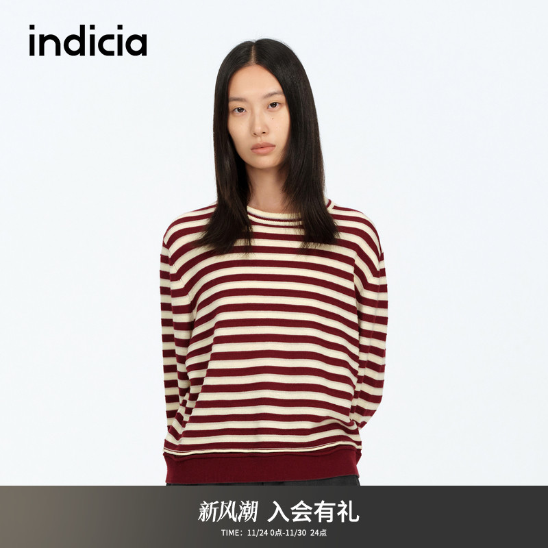 indicia标记简约经典条纹针织衫