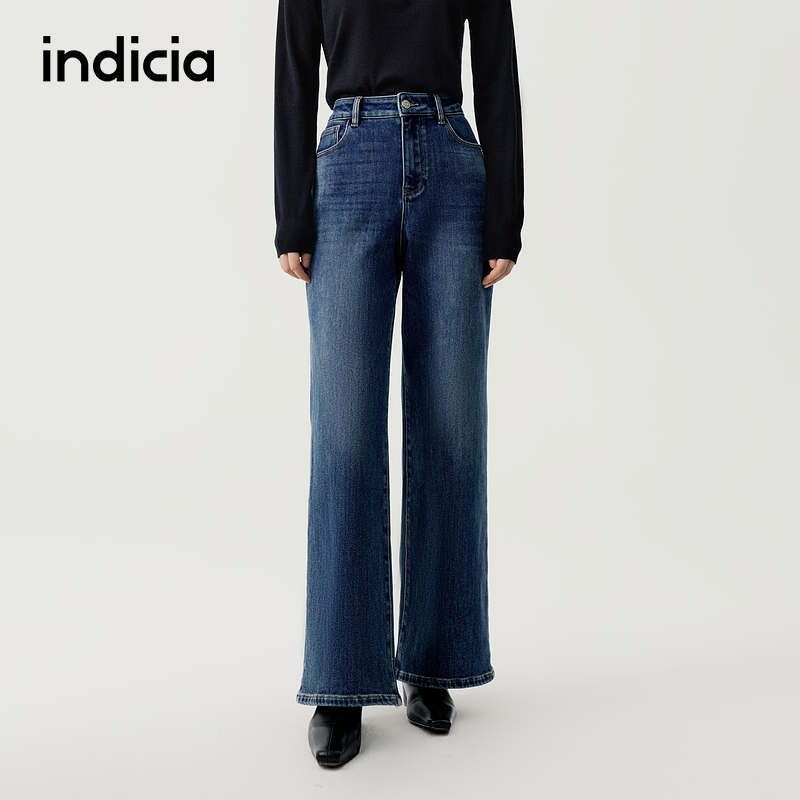 indicia标记商场同款2025冬季新款简约直筒显瘦牛仔裤 F2D5NK542F