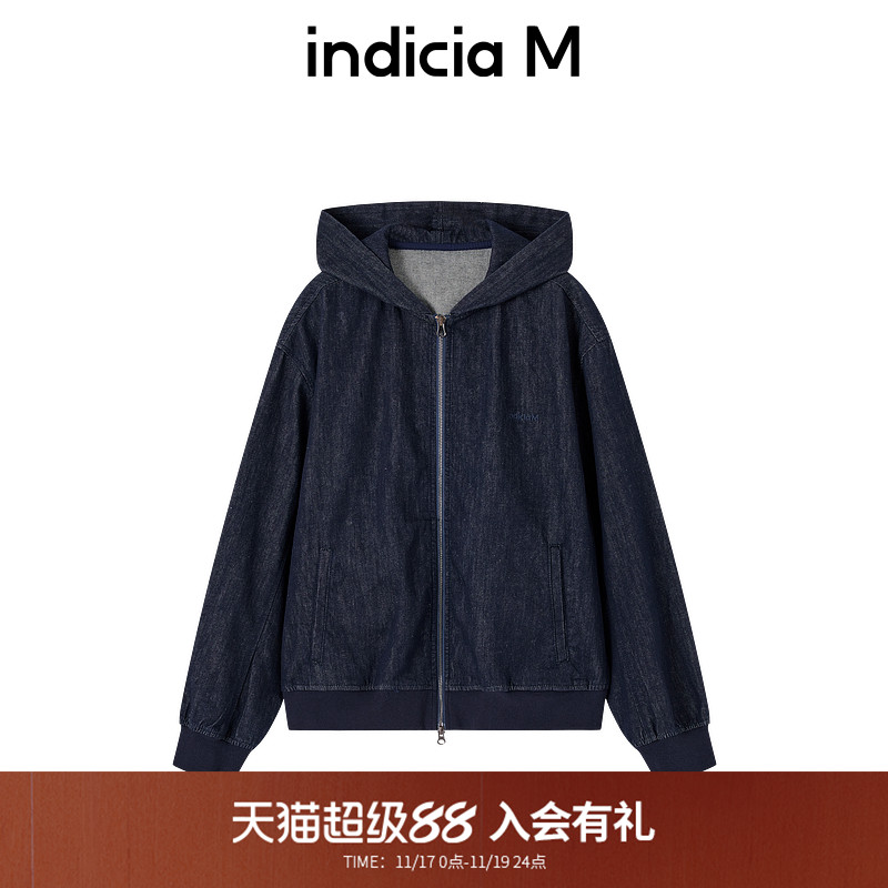 indiciaM标记男装商场同款25春新款休闲连帽拉链外套 M2A5WT025B