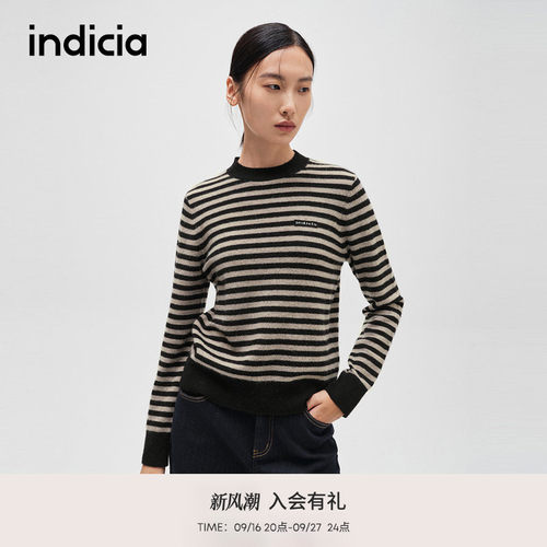 indicia标记条纹简约设计感毛衫