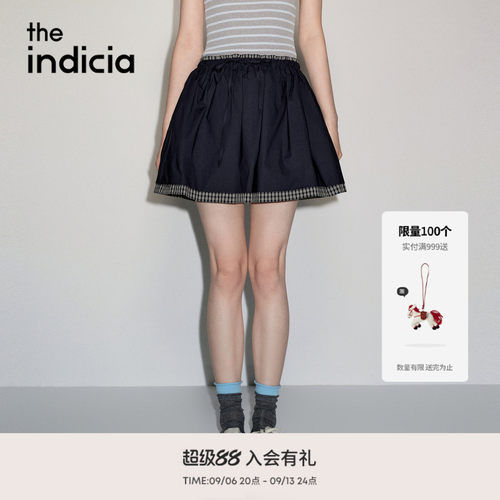 the indicia标记2026秋季新款学院复古感撞色A字半身裙L2C6QZ228Y