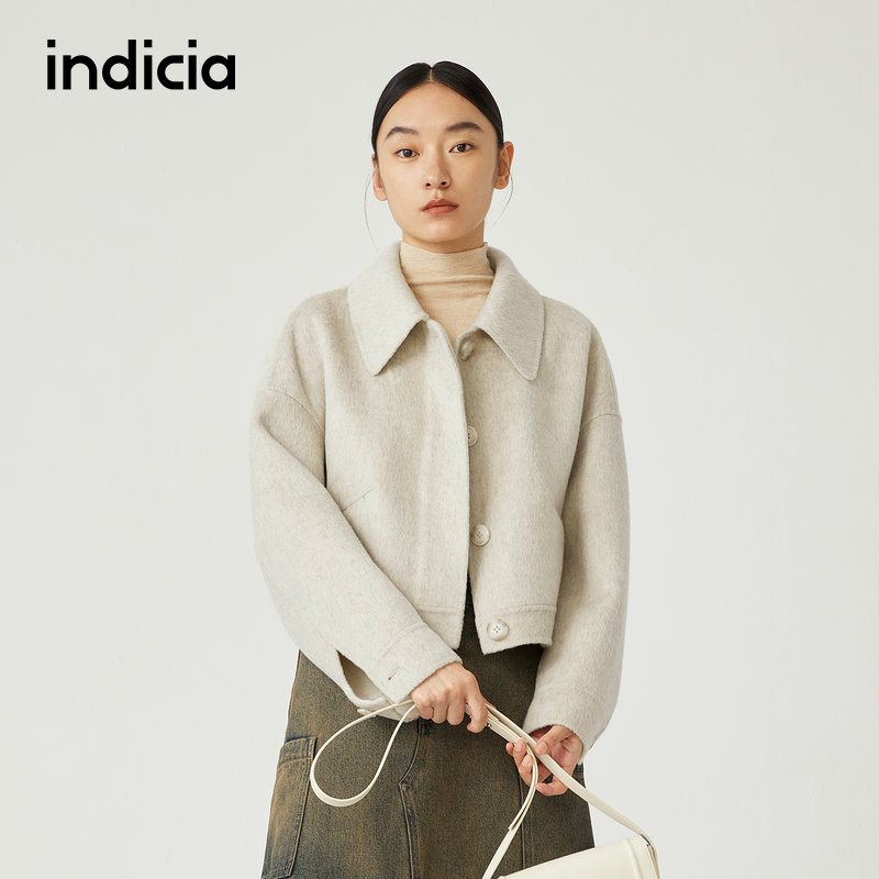 标记短款毛呢外套indicia