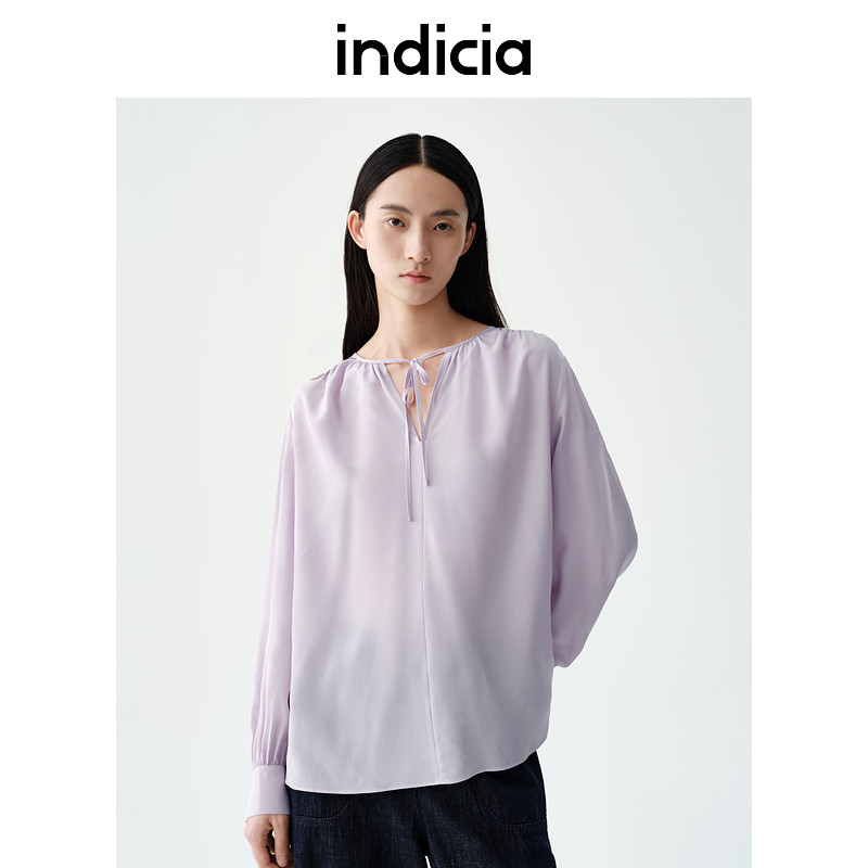 【100%桑蚕丝】indicia标记商场同款夏舒适静奢风衬衫 F2B5CS185F图片