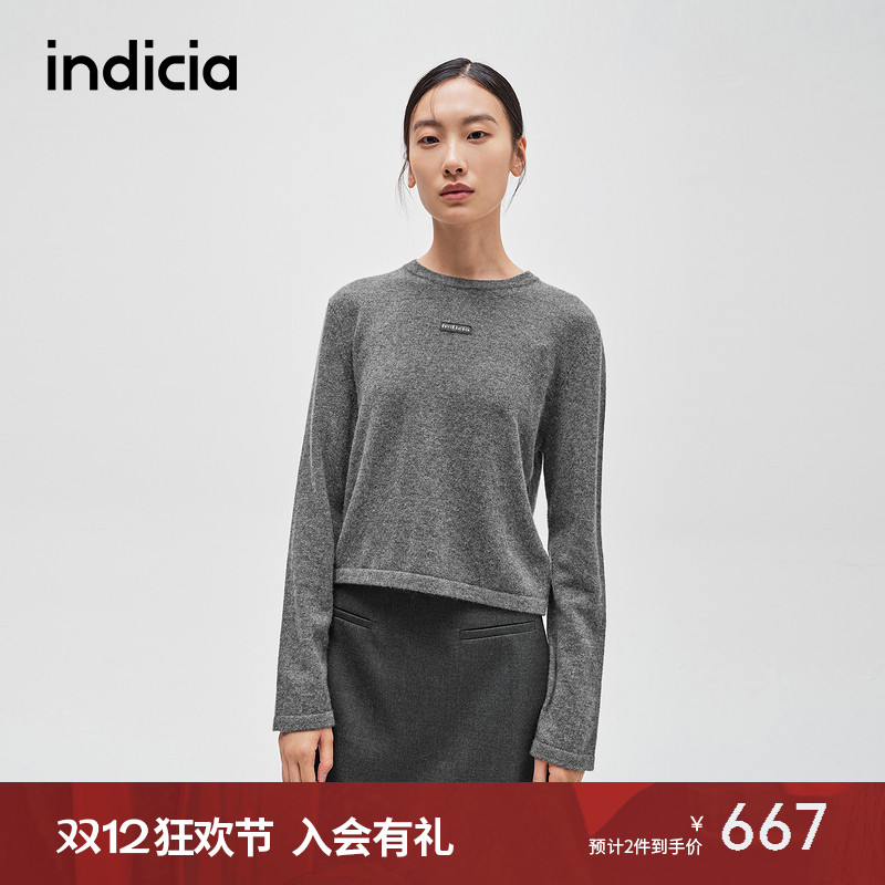 indicia标记简约文艺风羊绒衫