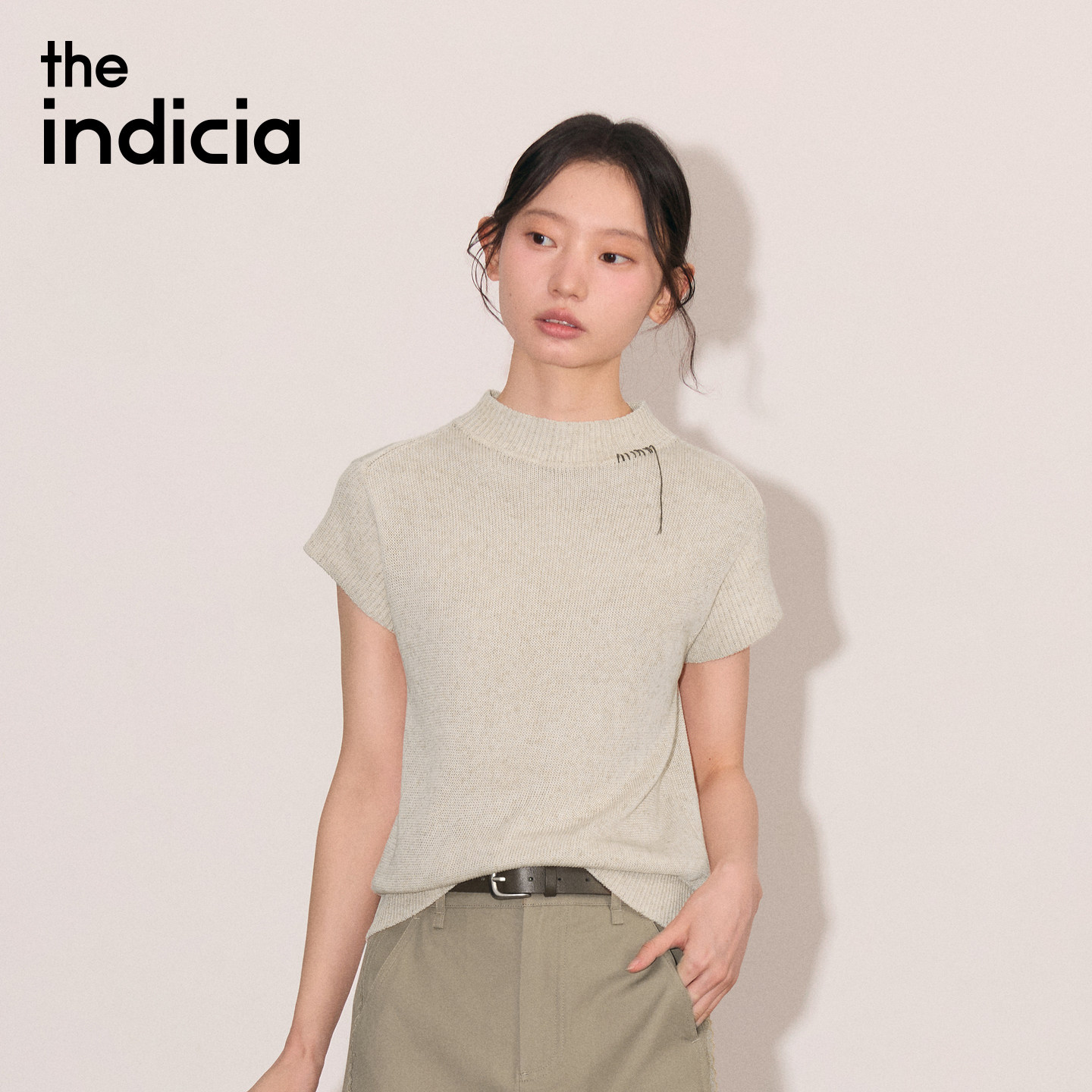 the indicia标记2026秋新款韩系松弛莱赛尔亚麻针织衫 L2C6ZZ226Z