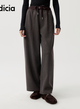 indicia标记商场同款2025冬新款复古浓郁咖格纹休闲裤 F2D5KZ640N